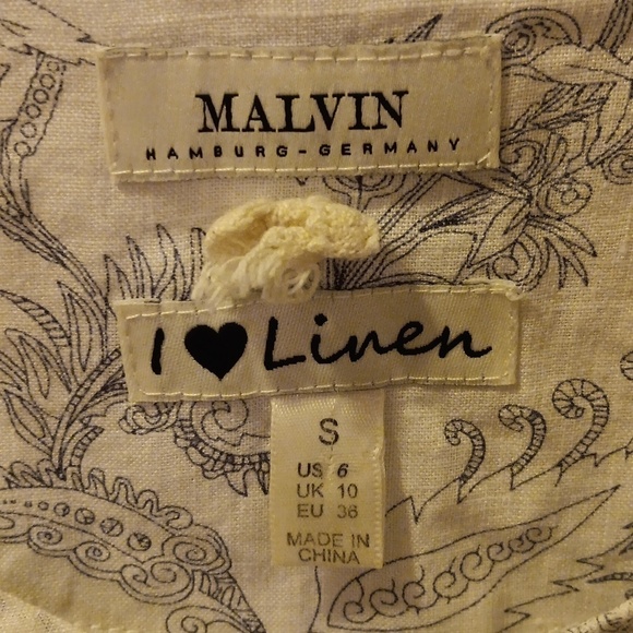 Malvin Hamburg German I ❤️ Linen shirts small white & black - Picture 3 of 4